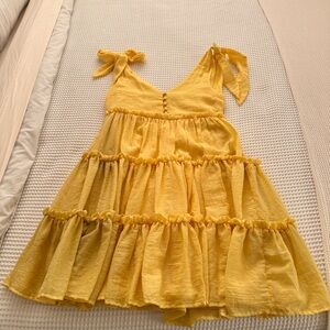 Yellow Tiered Ruffle Dress
